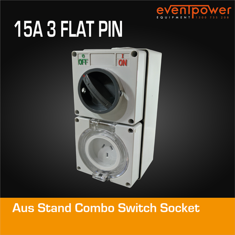 Aus Stand Combo Switch Socket 15A 3 Flat PIN