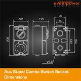 Aus Stand Combo Switch Socket 15A 3 Flat PIN