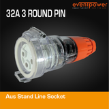 Aus Stand Line Socket 32A 3 Round PIN