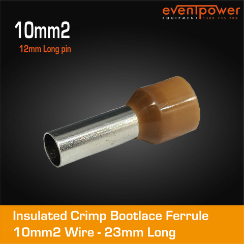 10mm Bootlace Short Brown 12mm ferrule 100pk