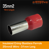 35mm Bootlace Short Red 16mm ferrule 20pk