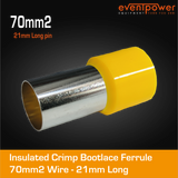 70mm Bootlace Yellow 22mm ferrule 10pk