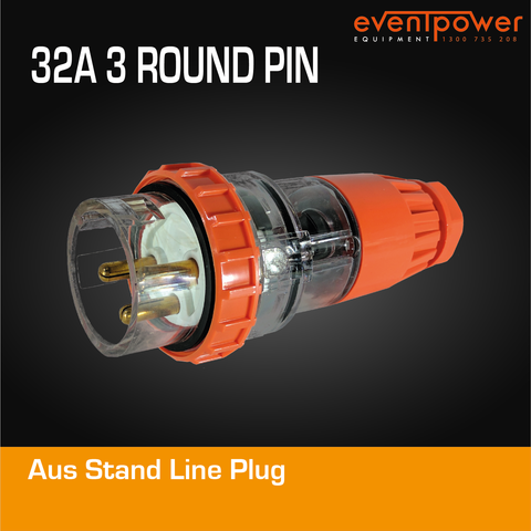 Aus Stand Line Plug 32A 3 Round PIN