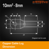 Copper Cable Lug - 10mm Lug 8mm Hole