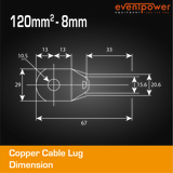 Copper Cable Lug - 120mm Lug 8mm Hole