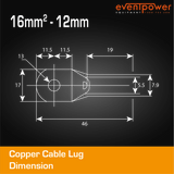 Copper Cable Lug - 16mm Lug 12mm Hole