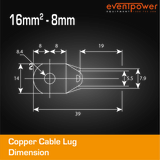 Copper Cable Lug - 16mm Lug 8mm Hole