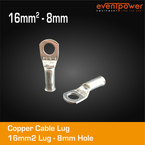 Copper Cable Lug - 16mm Lug 8mm Hole
