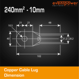 Copper Cable Lug - 240mm Lug 10mm Hole
