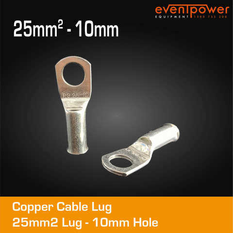 Copper Cable Lug - 25mm Lug 10mm Hole