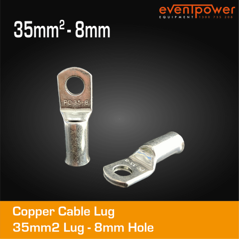 Copper Cable Lug - 35mm Lug 8mm Hole