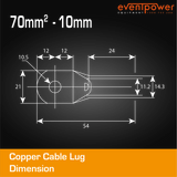 Copper Cable Lug -70mm Lug 10mm Hole