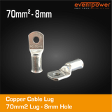Copper Cable Lug -  70mm Lug 8mm Hole