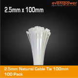 2.5mm Natural Cable Tie 100mm 100 pack