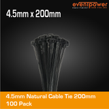 4.5mm Black Cable Tie 200mm 100pk