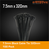 7.5mm Black Cable Tie 320mm 100 pack