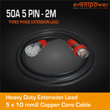 50A 3 Phase 5 Pin Extension Lead (2M)