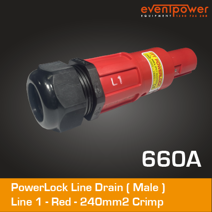 Powerlock Line Drain 660Amp Red Crimp 240mm