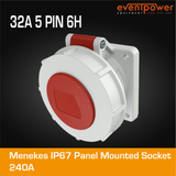 Mennekes IP67 Panel Mounted Socket - 32A 5 PIN