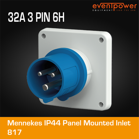 Mennekes IP44 Panel Mounted Inlet - 32A 3 PIN