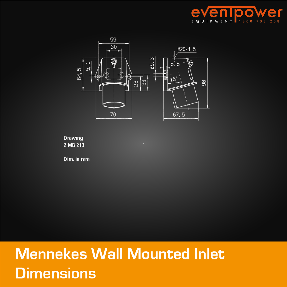 MENNEKES IP44 Wall Mounted Inlet - 16A 3 PIN