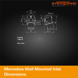 Mennekes IP44 Wall Mounted Inlet - 16A 3 PIN