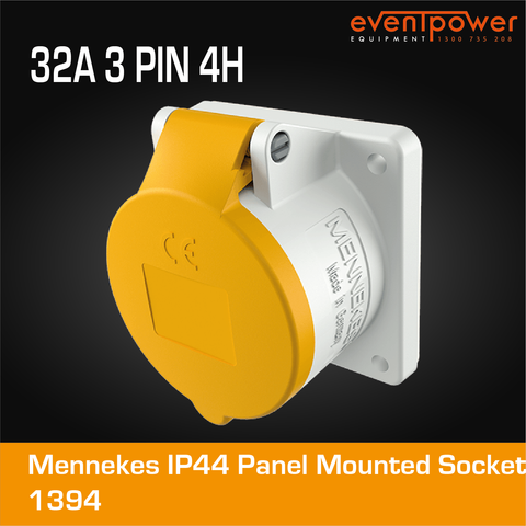 Mennekes IP44 Panel Mounted Socket - 32A 3 PIN