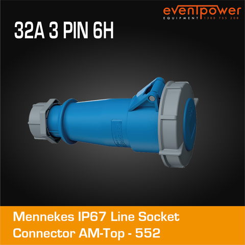 Mennekes IP67 Line Socket - 32A 3 PIN