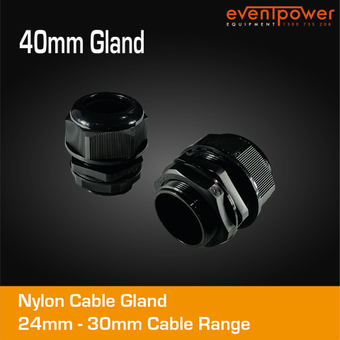 40mm Nylon Cable Gland Black Premium 24 - 31 mm