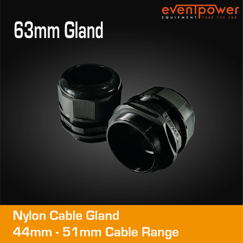 63mm Nylon Cable Gland Black Premium 44 - 51 mm