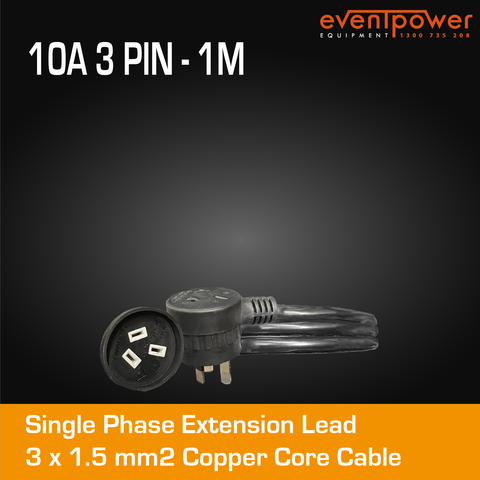 10 Amp Piggyback Extension Lead - 1M