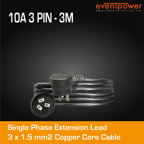 10 Amp Piggyback Extension Lead - 3M