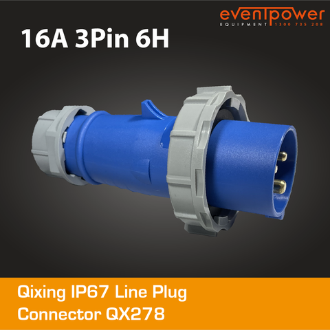 Qixing IP67 Line Plug-16A 3 Pin QX278