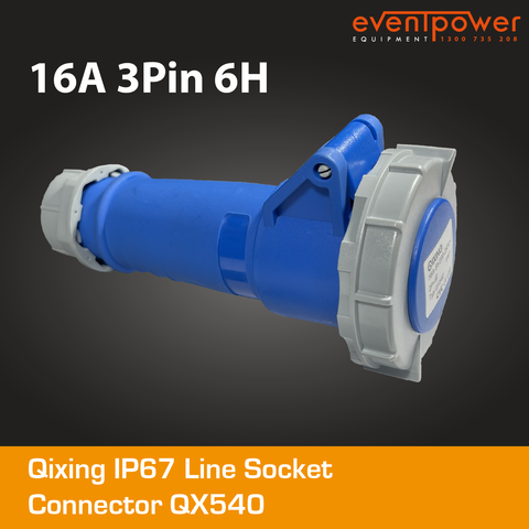 Qixing IP67 Line Socket-16A 3 Pin QX540