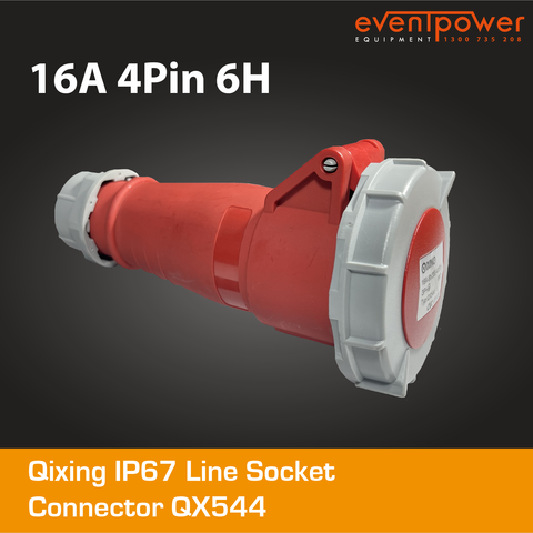 Qixing IP67 Line Socket-16A 4 Pin QX544
