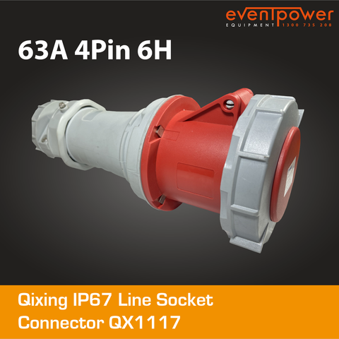 Qixing IP67 Line Socket - 63A 4 Pin QX1110