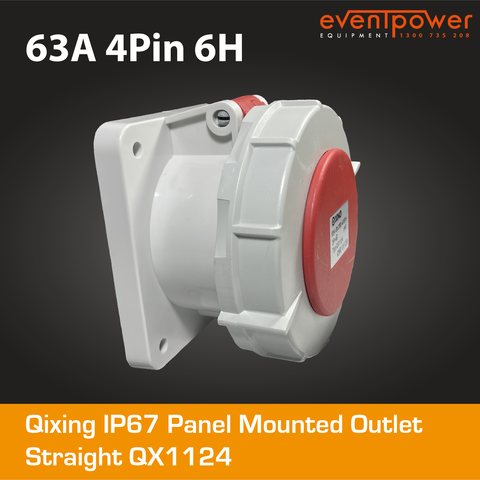 Qixing IP67 Panel outlet straight - 63A 4 Pin QX1124