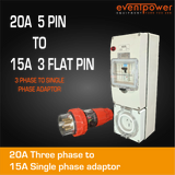 20A 3 Phase to 15A Flat Pin Single Phase