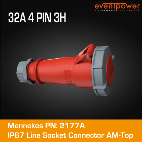 Mennekes IP67 Line Socket - 32A 4 PIN Reefer