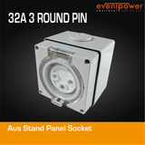 Aus Stand Panel Socket 32A 3 Round PIN